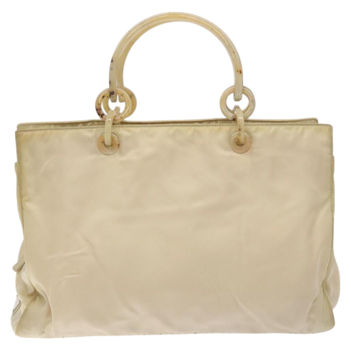 PRADA Hand Bag Nylon Beige Auth bs27127