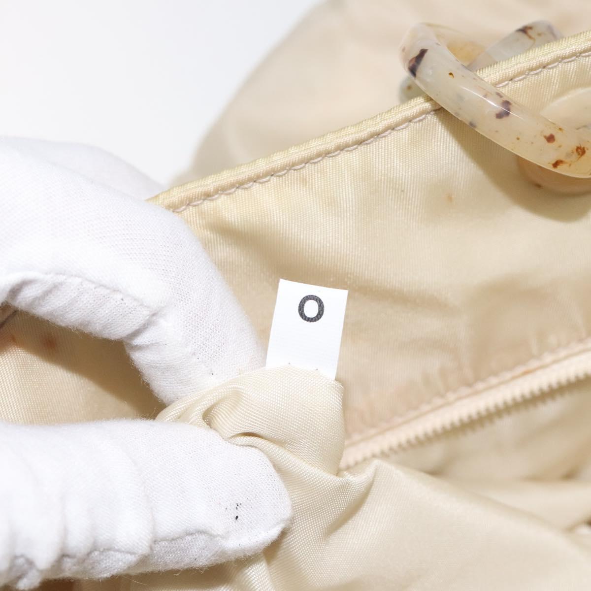 PRADA Hand Bag Nylon Beige Auth bs27127