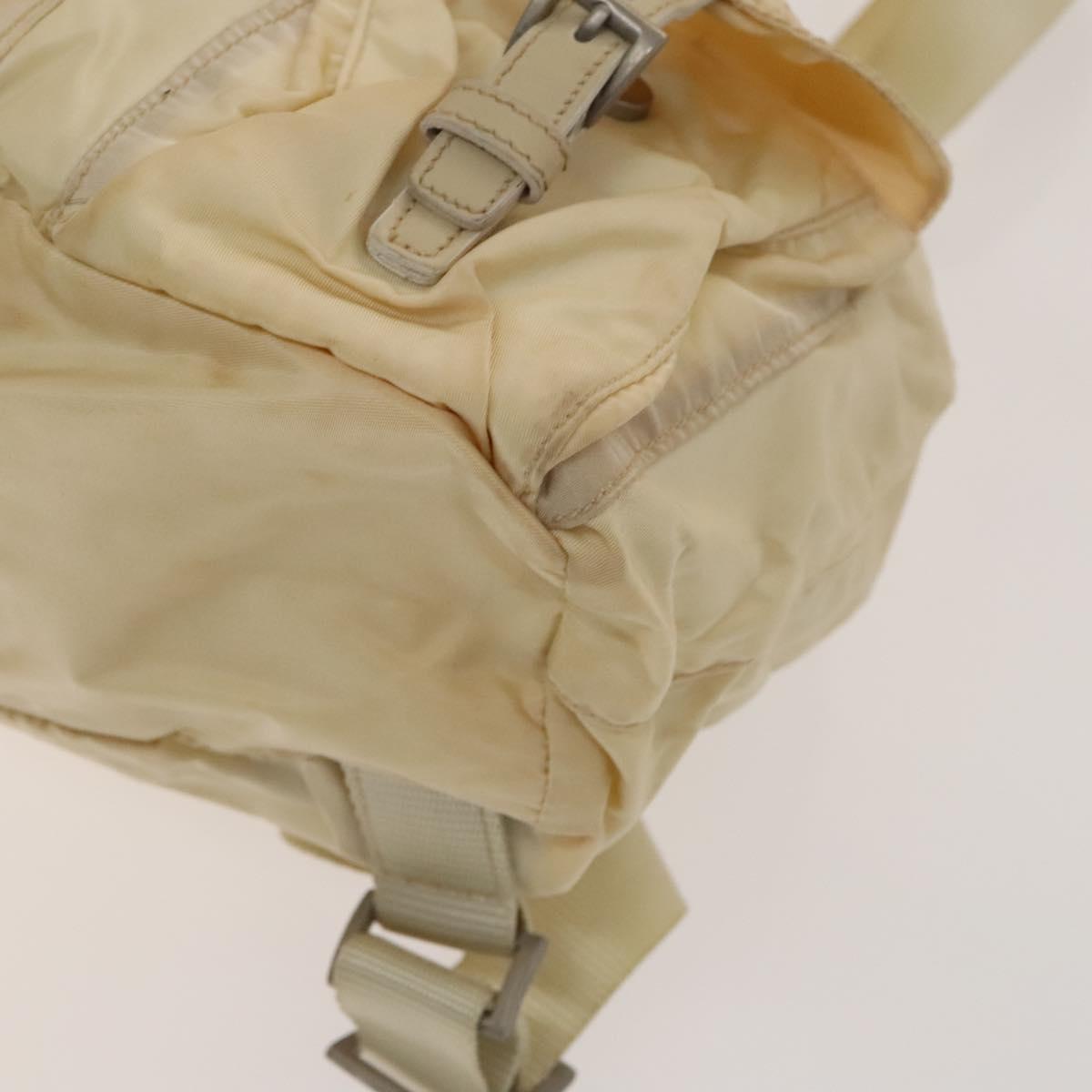 PRADA Backpack Nylon Beige Silver Auth bs27129