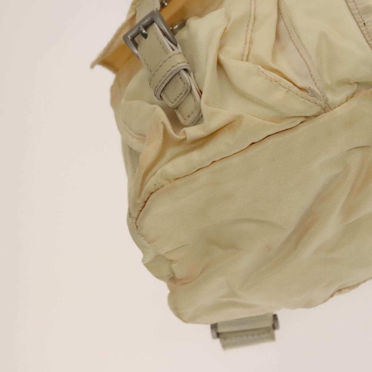 PRADA Backpack Nylon Beige Silver Auth bs27129