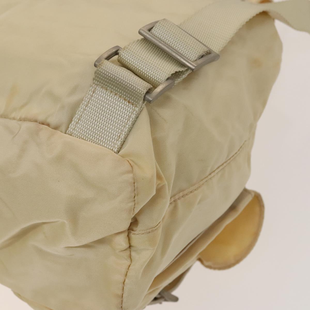 PRADA Backpack Nylon Beige Silver Auth bs27129