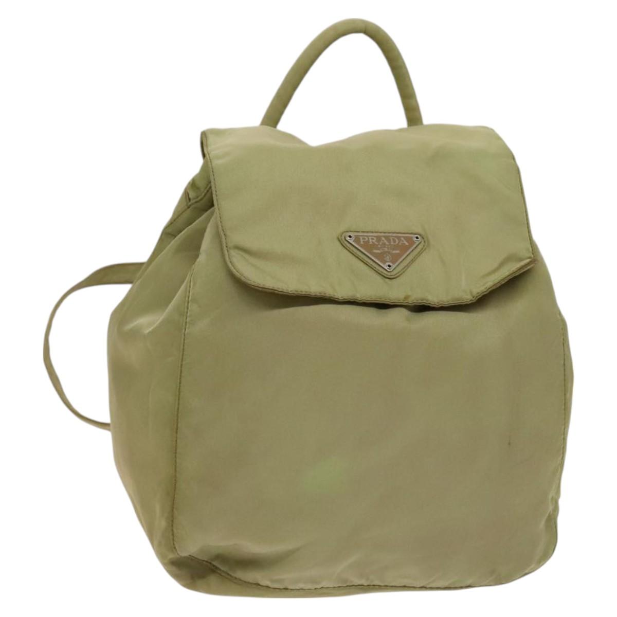 PRADA Backpack Nylon Beige Silver Auth bs27131