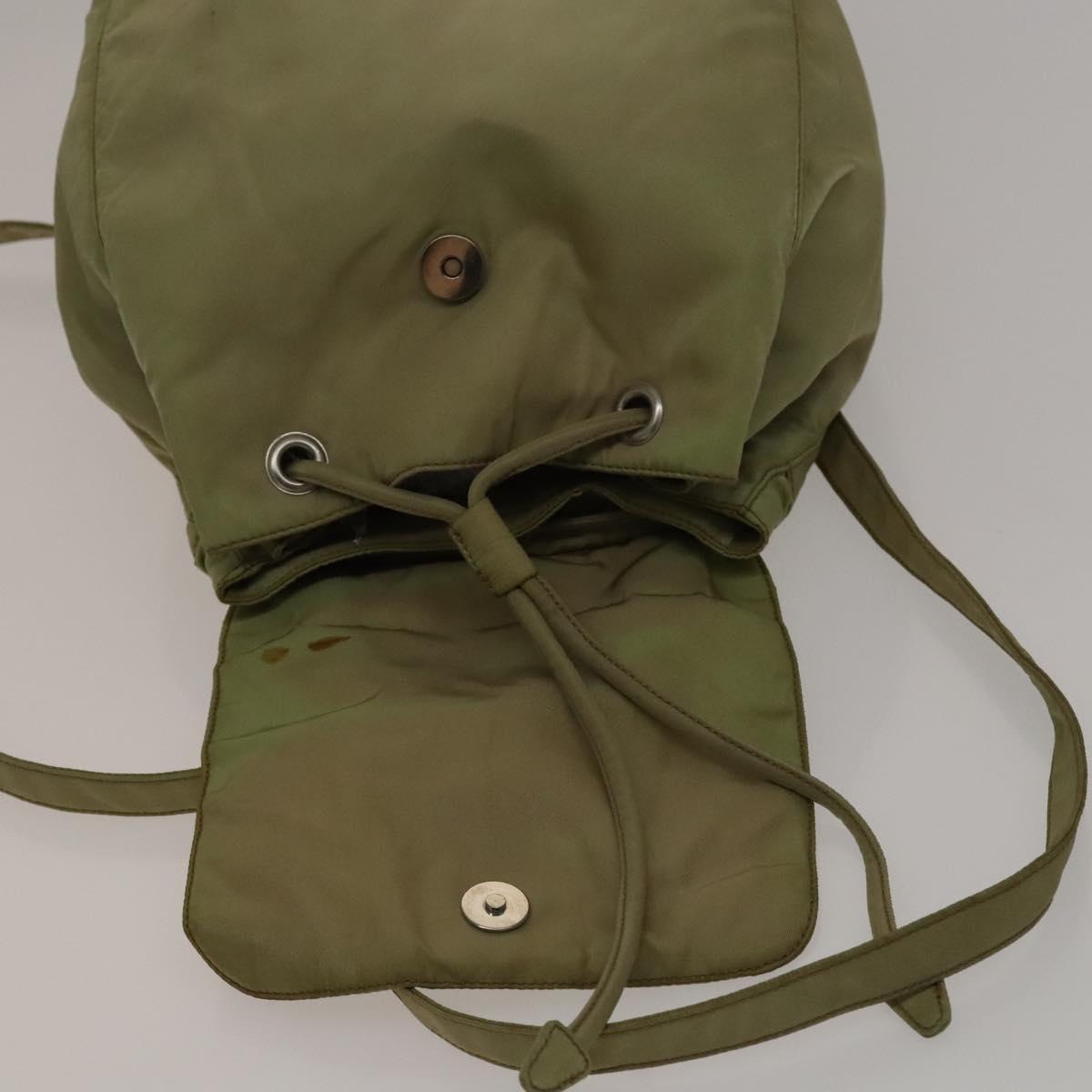 PRADA Backpack Nylon Beige Silver Auth bs27131