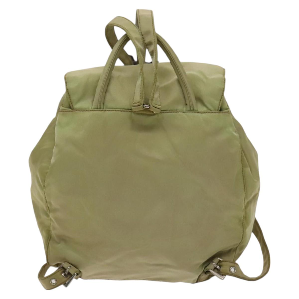PRADA Backpack Nylon Beige Silver Auth bs27131