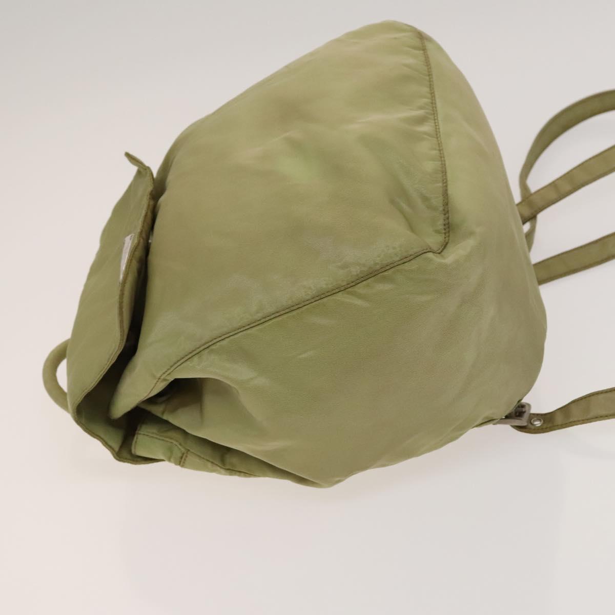 PRADA Backpack Nylon Beige Silver Auth bs27131