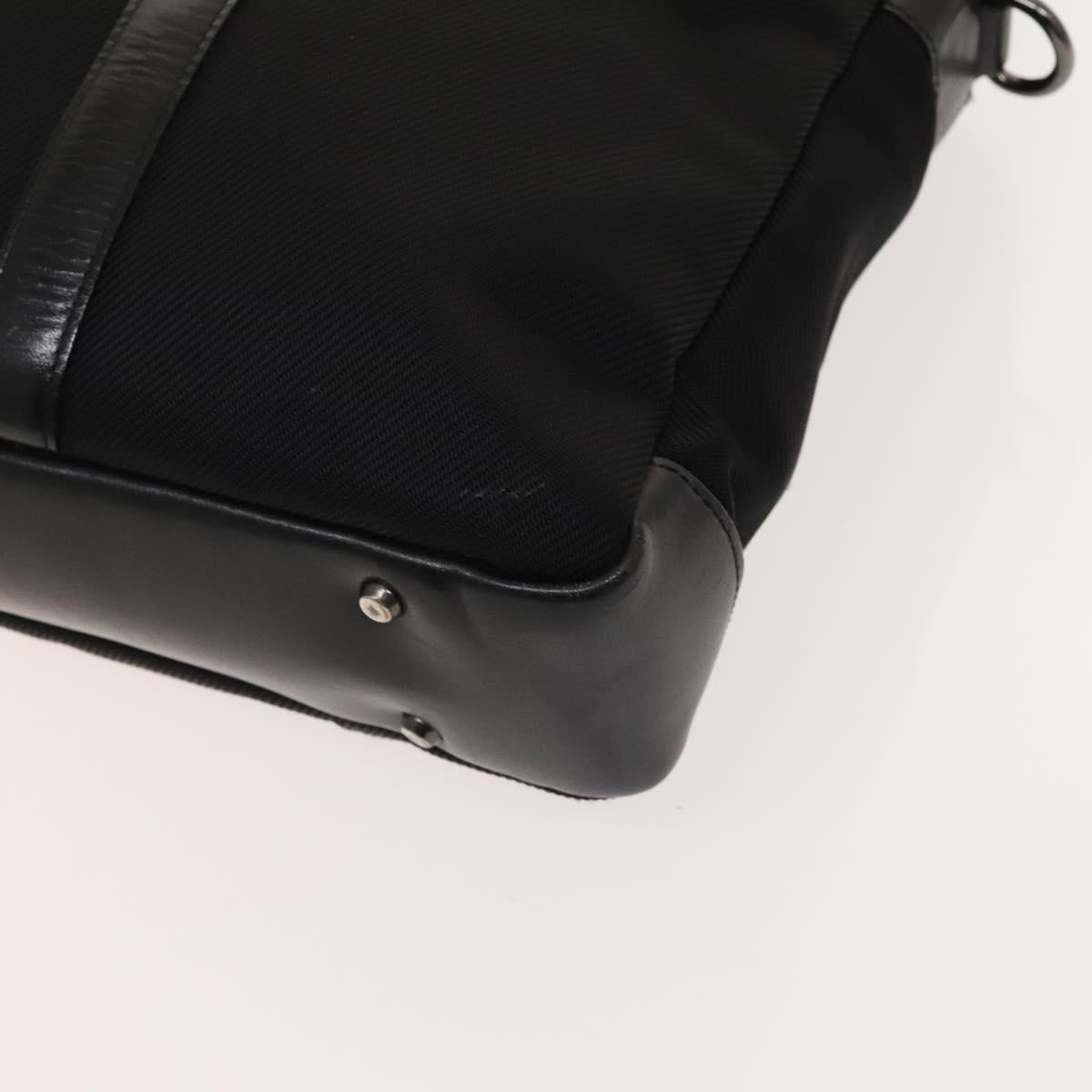 BURBERRY Black Label Business Bag Canvas Leather Black Silver Auth bs27132
