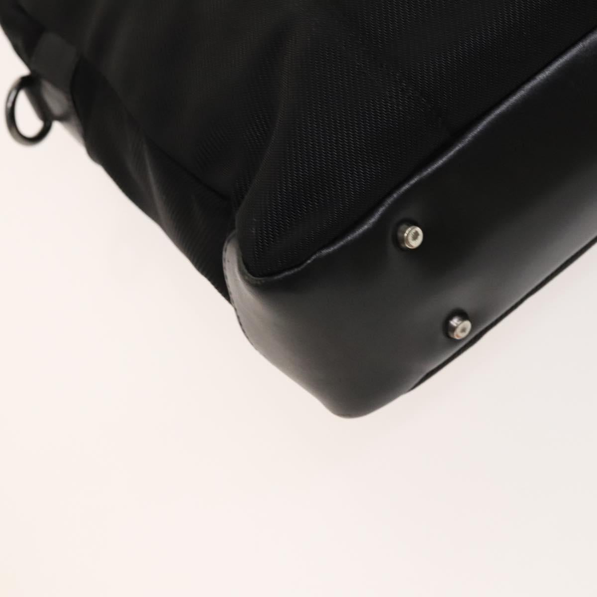 BURBERRY Black Label Business Bag Canvas Leather Black Silver Auth bs27132