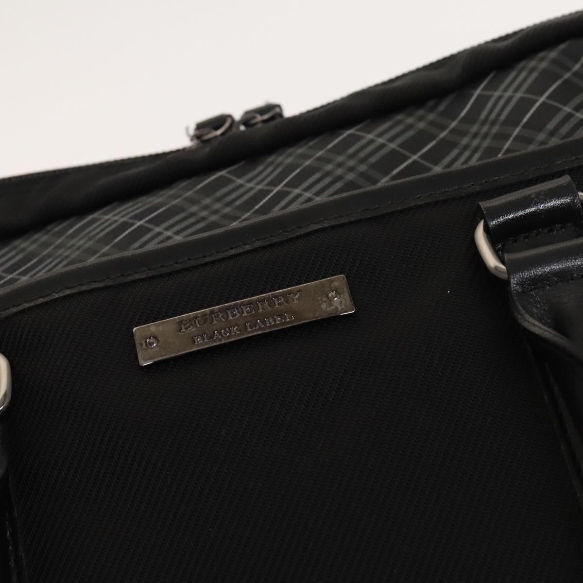 BURBERRY Black Label Business Bag Canvas Leather Black Silver Auth bs27132