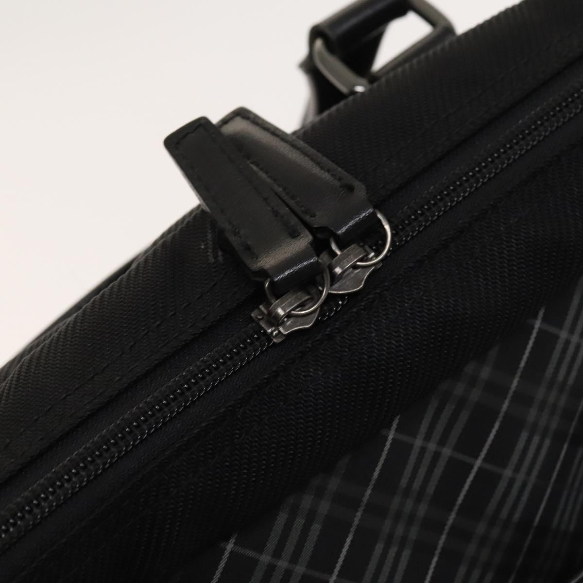 BURBERRY Black Label Business Bag Canvas Leather Black Silver Auth bs27132