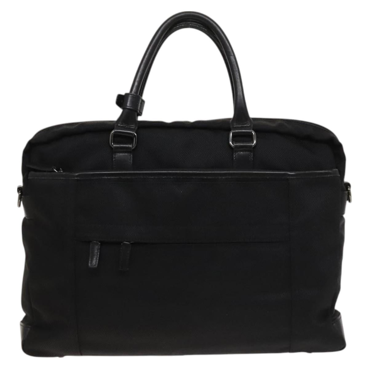 BURBERRY Black Label Business Bag Canvas Leather Black Silver Auth bs27132