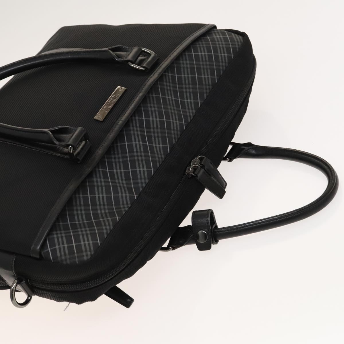 BURBERRY Black Label Business Bag Canvas Leather Black Silver Auth bs27132