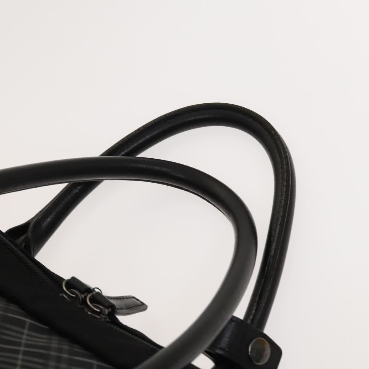 BURBERRY Black Label Business Bag Canvas Leather Black Silver Auth bs27132
