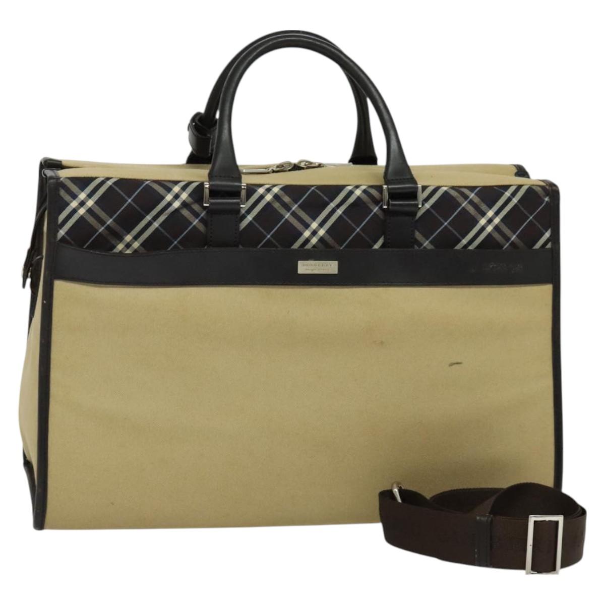 BURBERRY Blue Label Tote Bag Canvas 2way Beige Silver Auth bs27138