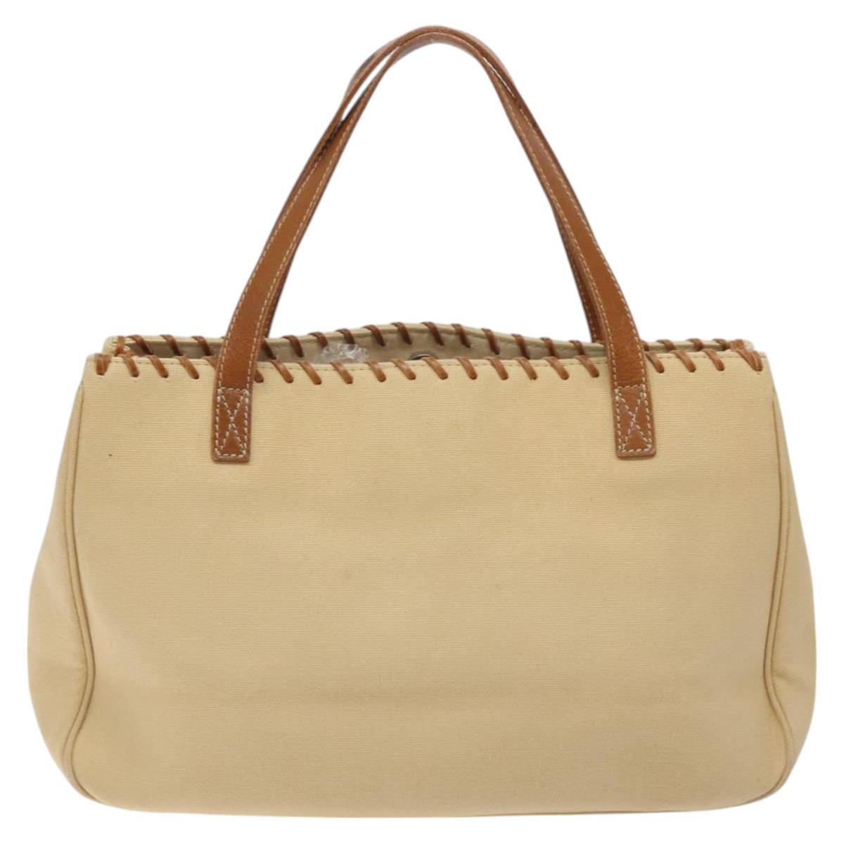 BURBERRY Blue Label Tote Bag Canvas Beige Silver Auth bs27139