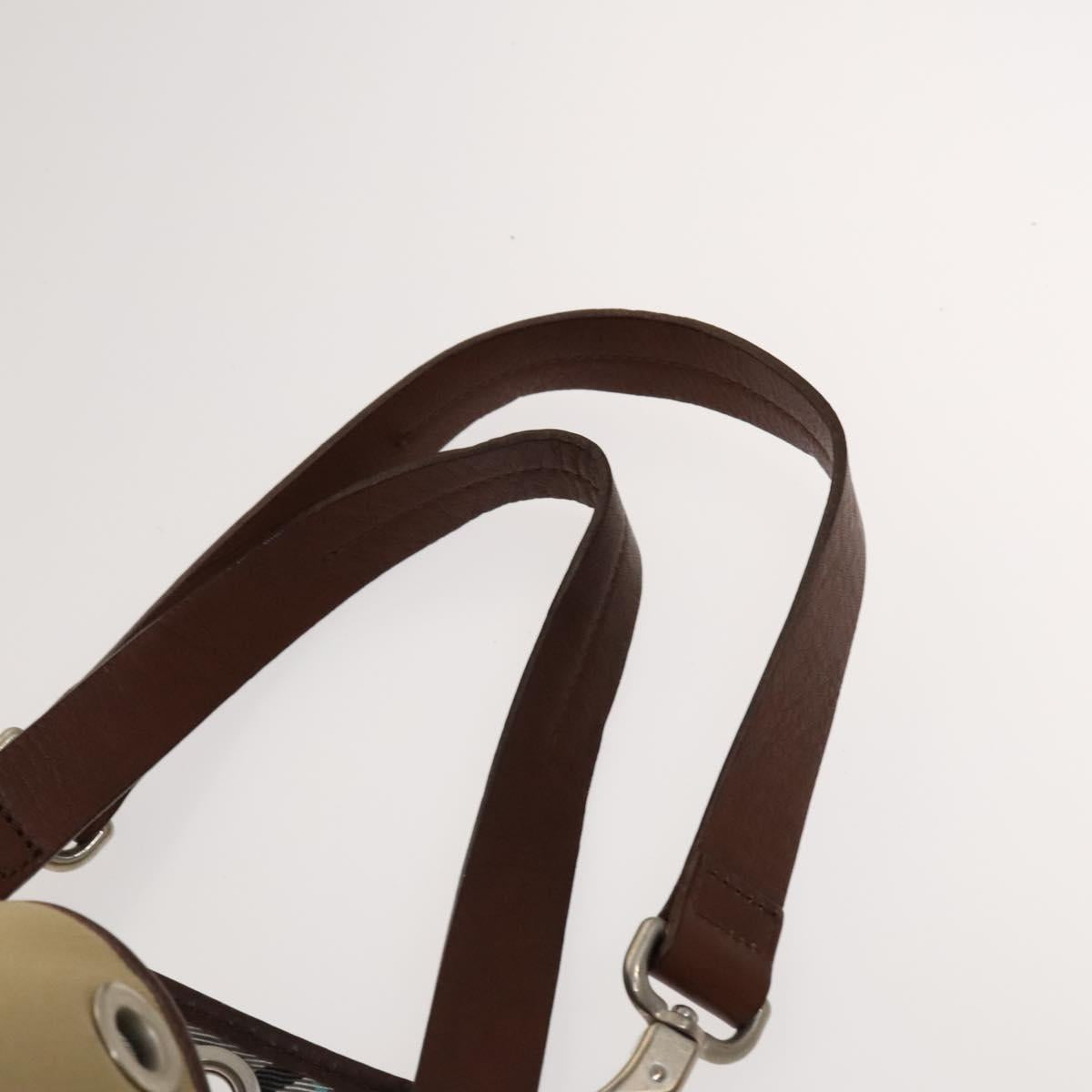 BURBERRY Blue Label Tote Bag Canvas Beige Silver Auth bs27140