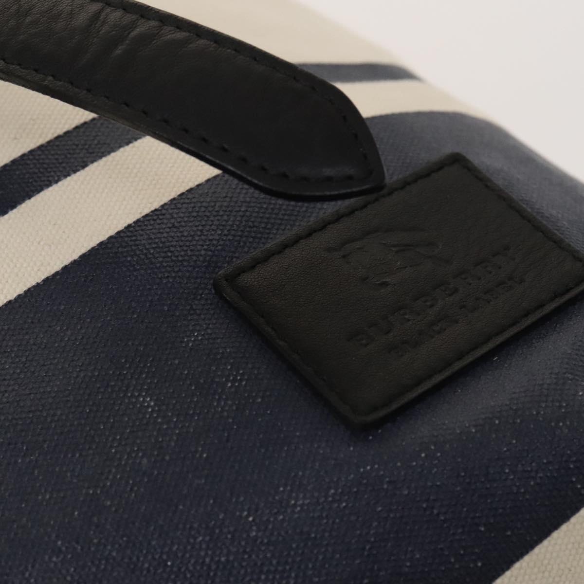 BURBERRY Black Label Shoulder Bag Canvas White Silver Auth bs27141