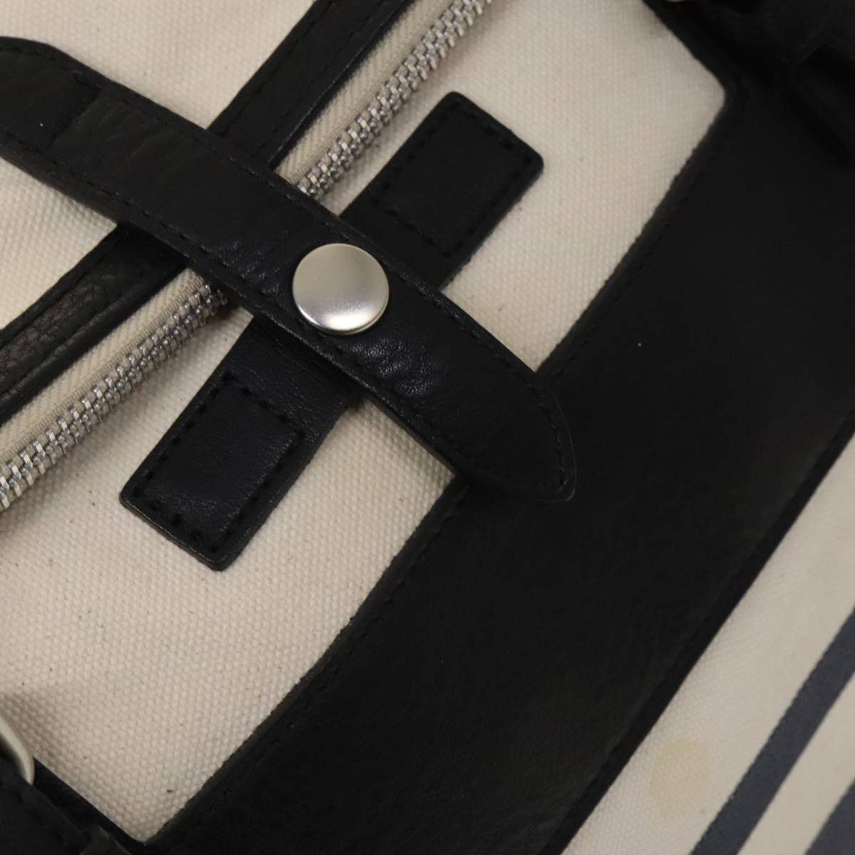 BURBERRY Black Label Shoulder Bag Canvas White Silver Auth bs27141