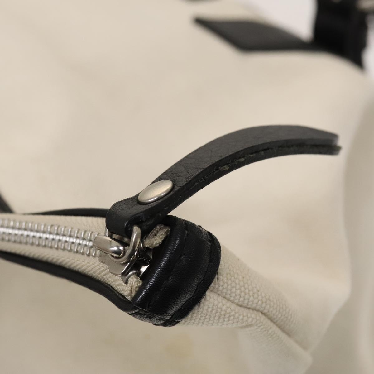 BURBERRY Black Label Shoulder Bag Canvas White Silver Auth bs27141