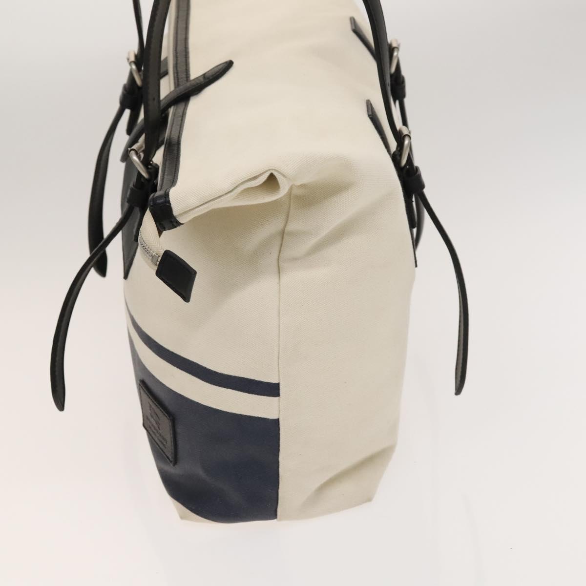 BURBERRY Black Label Shoulder Bag Canvas White Silver Auth bs27141