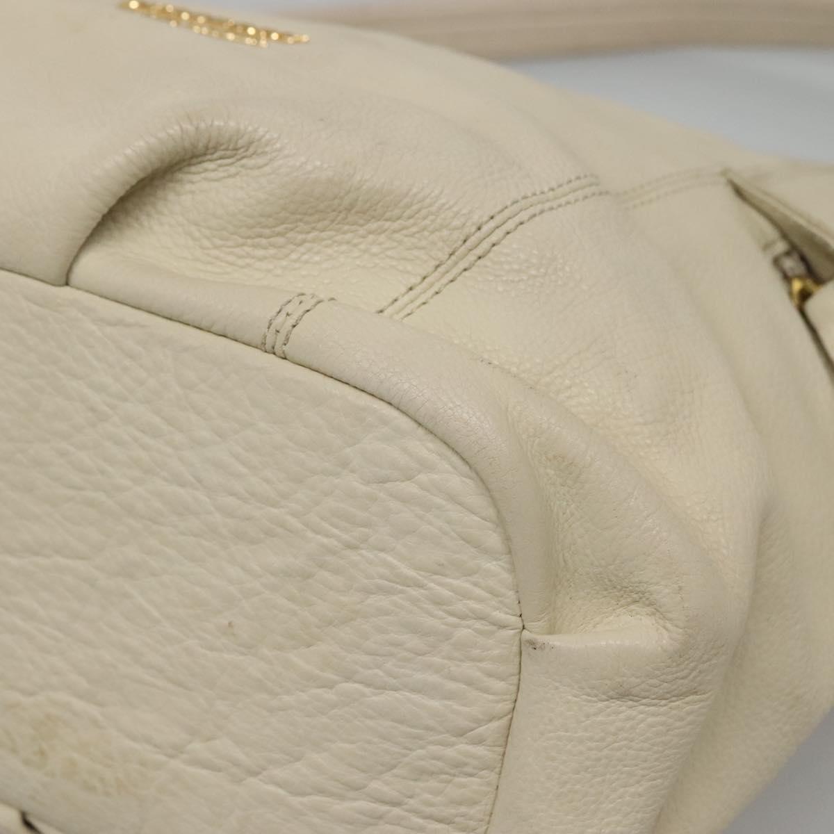 BURBERRY Blue Label Shoulder Bag Leather White Gold Auth bs27142