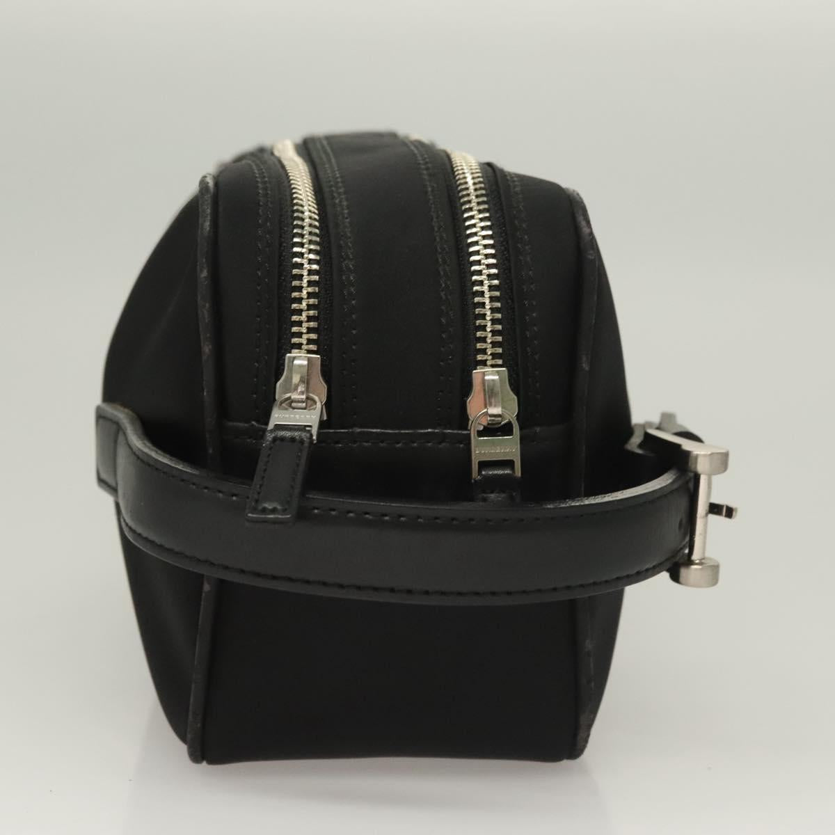 BURBERRY Clutch Bag Nylon Black Silver Auth bs27160