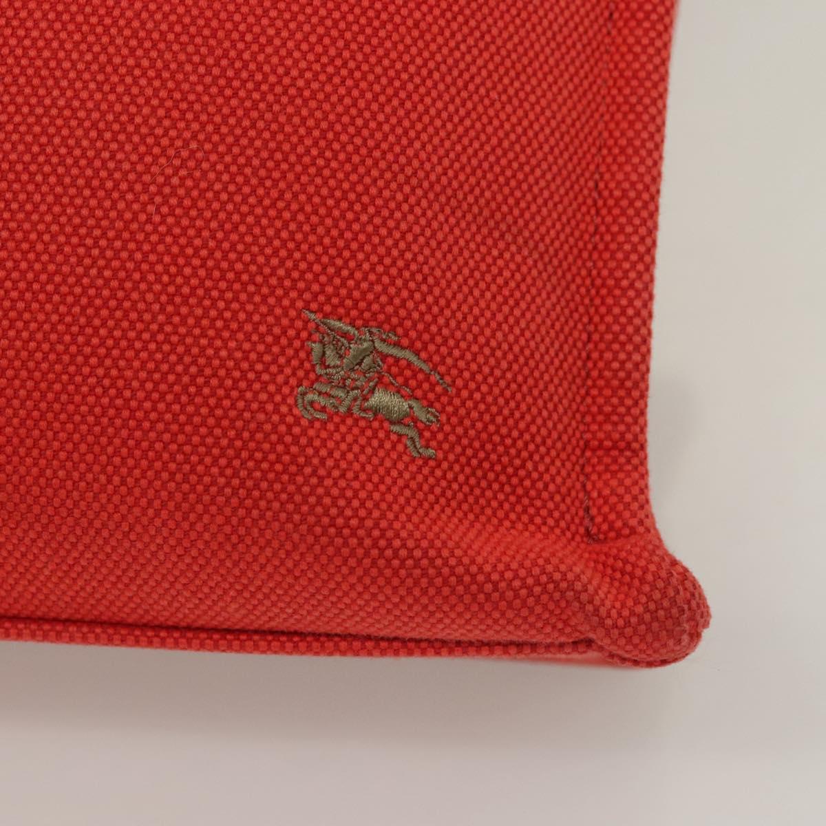 BURBERRY Blue Label Tote Bag Canvas Red Silver Auth bs27161