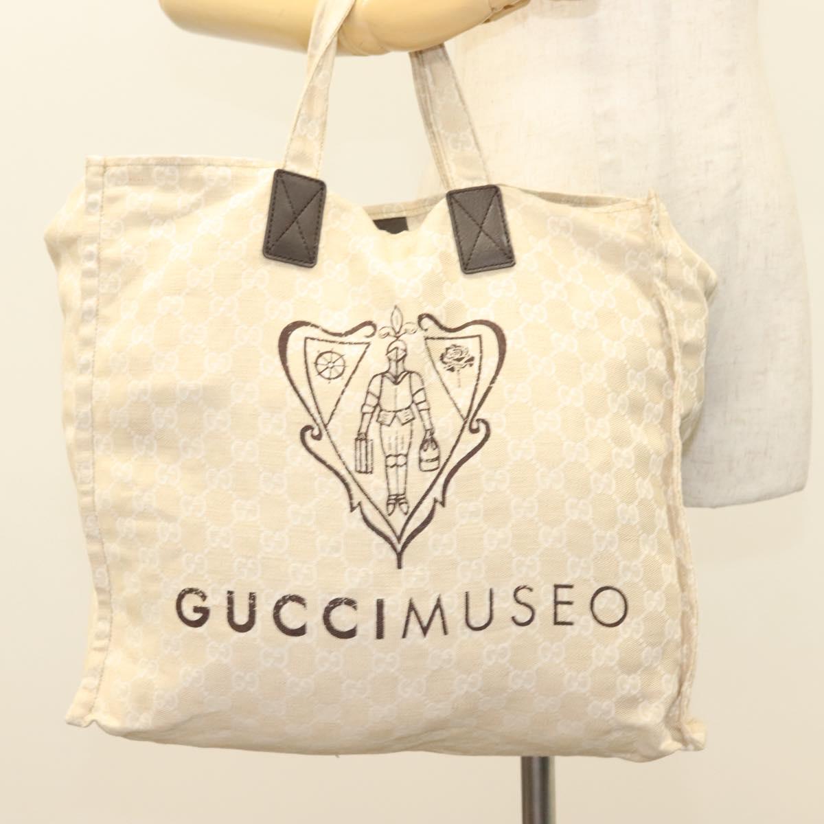 GUCCI GG Canvas Museum Hand Bag Beige 283411 Auth bs27162