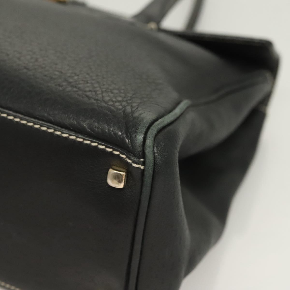 Salvatore Ferragamo Gancini Tote Bag Leather Black Gold Auth bs27164