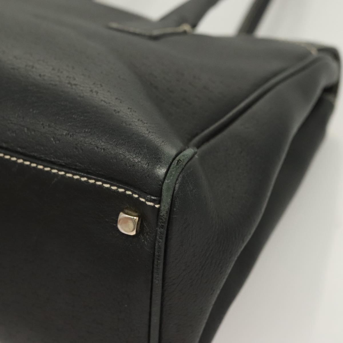 Salvatore Ferragamo Gancini Tote Bag Leather Black Gold Auth bs27164