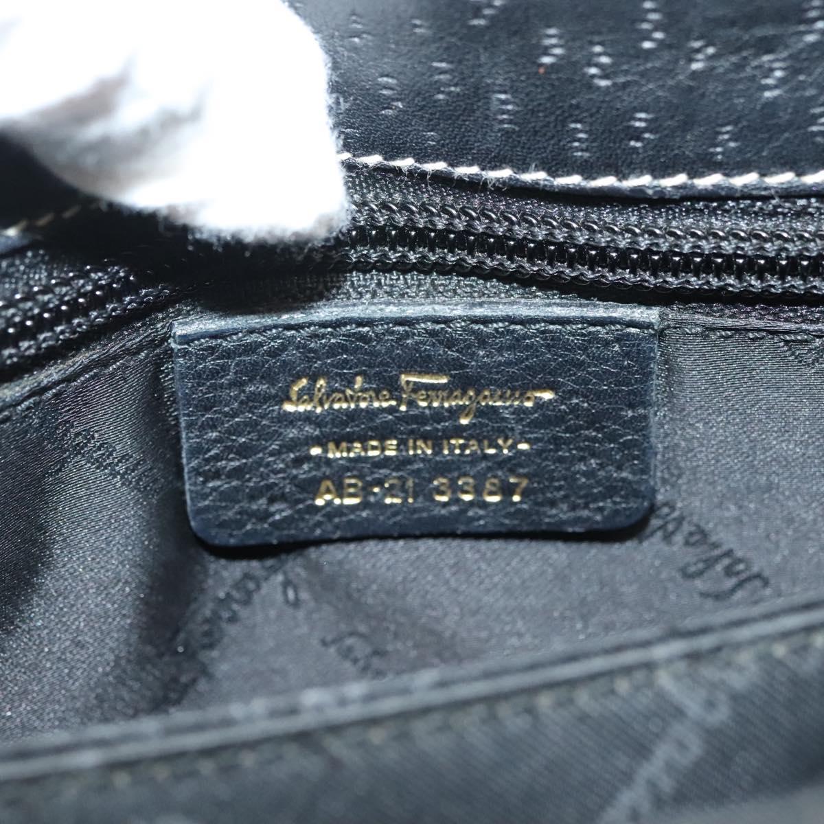 Salvatore Ferragamo Gancini Tote Bag Leather Black Gold Auth bs27164