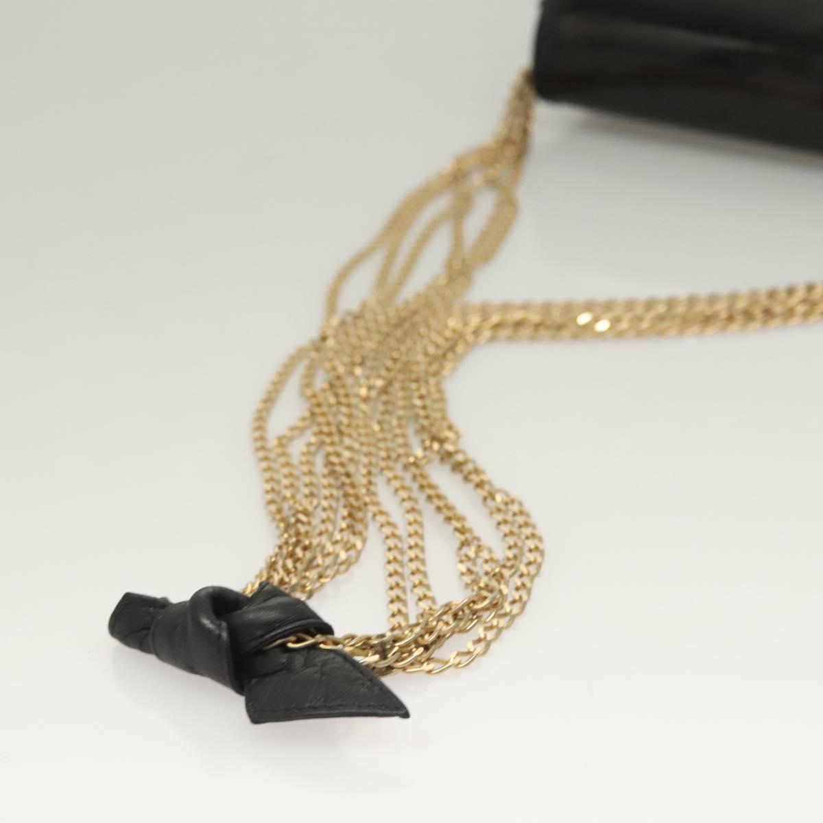 CHANEL Chain Shoulder Bag Enamel Black Gold CC Auth bs27175