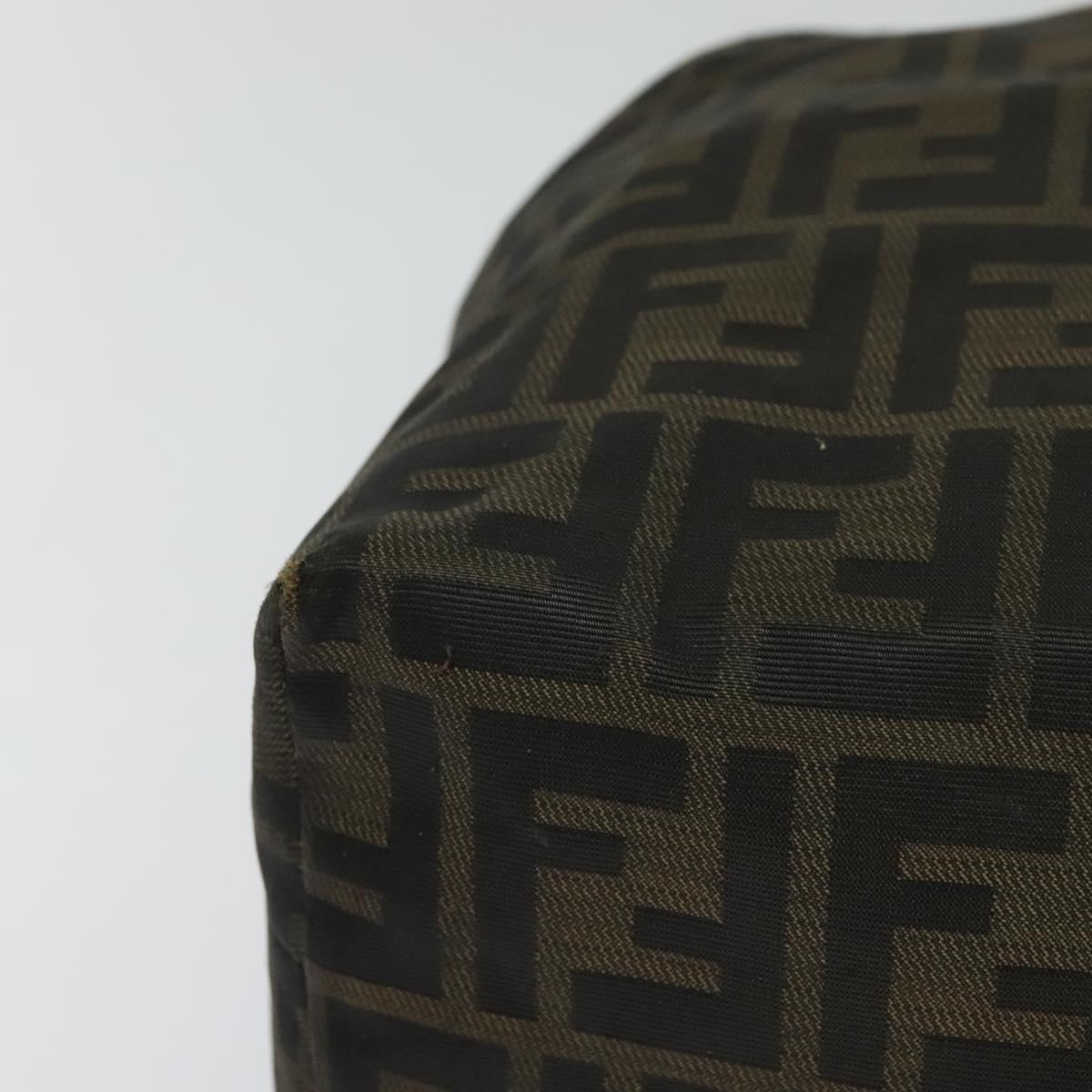 FENDI Zucca Canvas Tote Bag Nylon Brown Black Auth bs27180