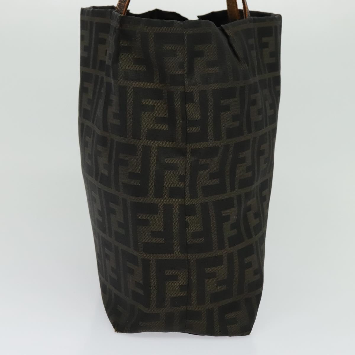 FENDI Zucca Canvas Tote Bag Nylon Brown Black Auth bs27180