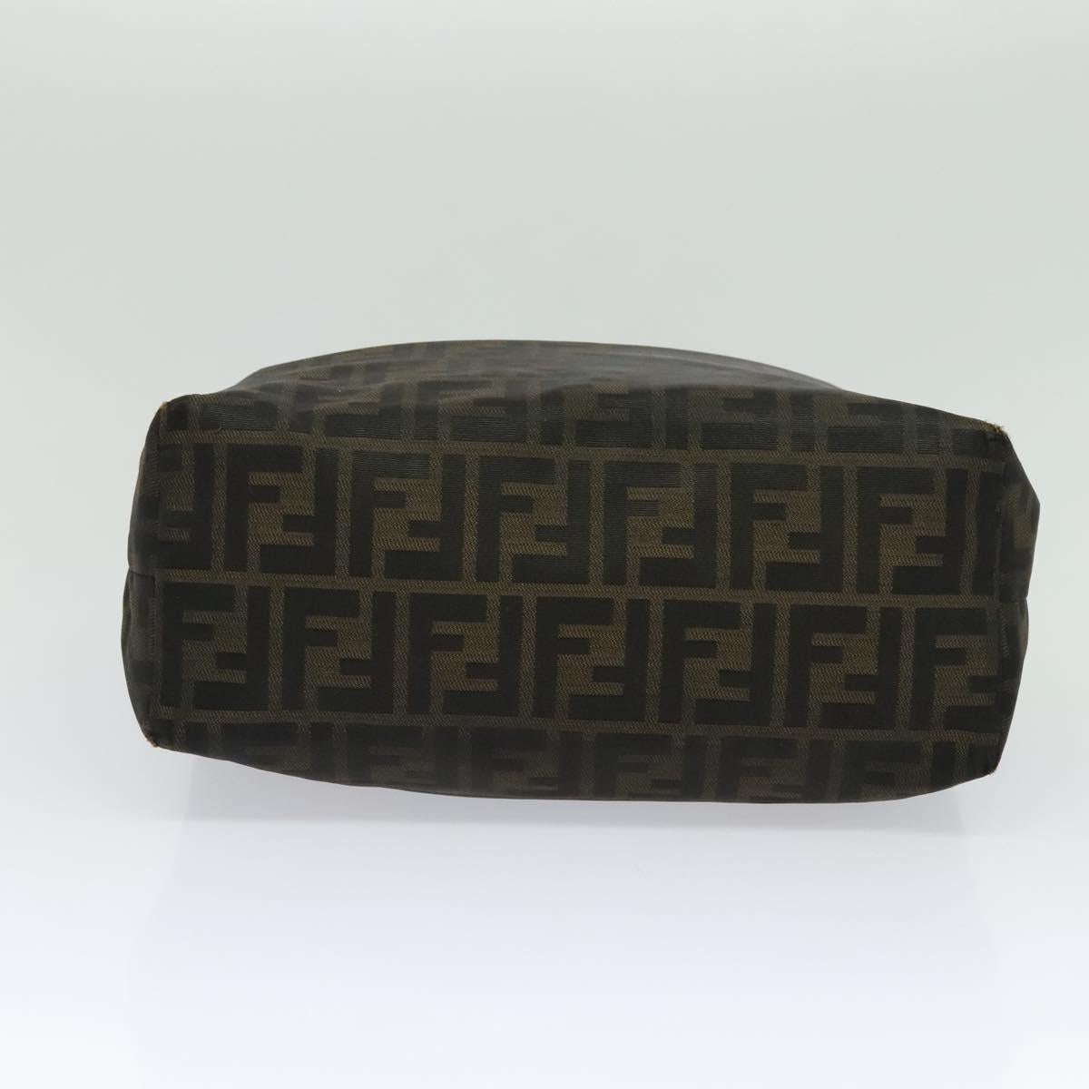 FENDI Zucca Canvas Tote Bag Nylon Brown Black Auth bs27180