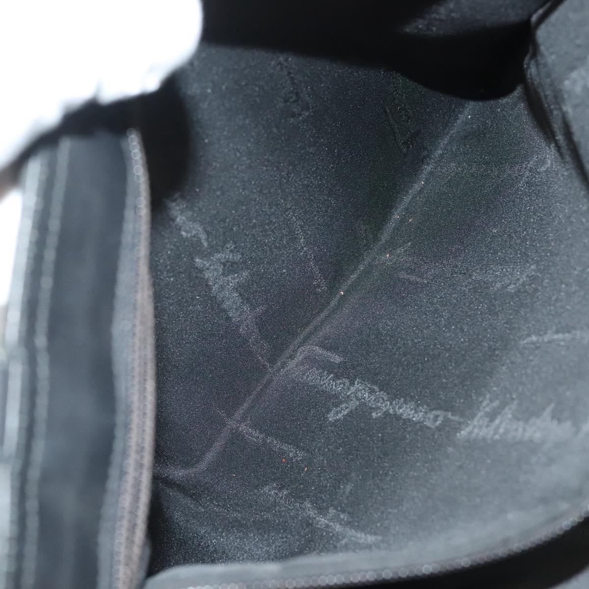 Salvatore Ferragamo Shoulder Bag Nylon Black Silver Auth bs27182