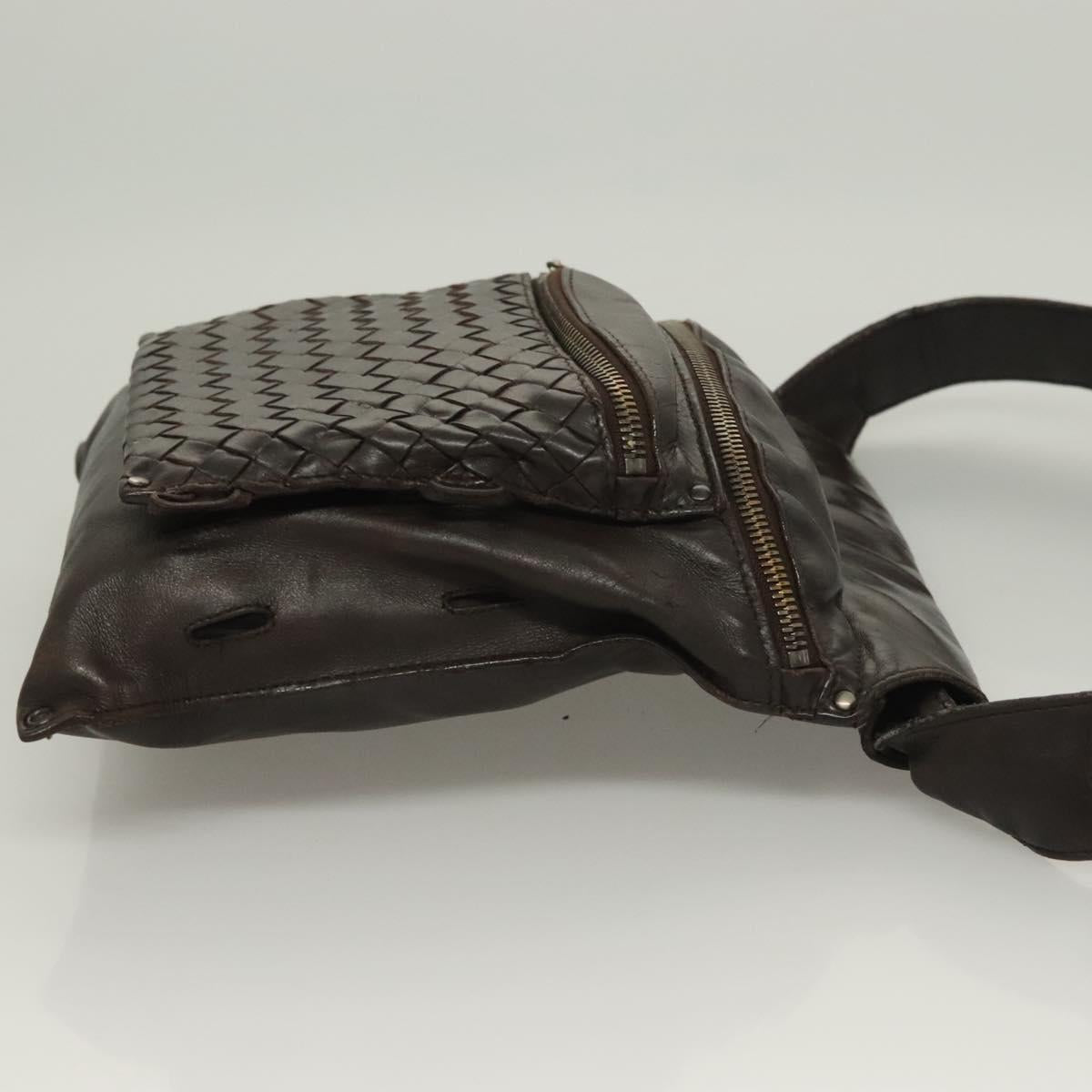 BOTTEGA VENETA INTRECCIATO Waist Bag Leather Brown Auth bs27185