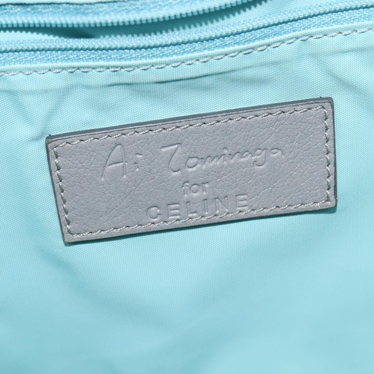 CELINE Sulky Shoulder Bag PVC Gray Silver Auth bs27193