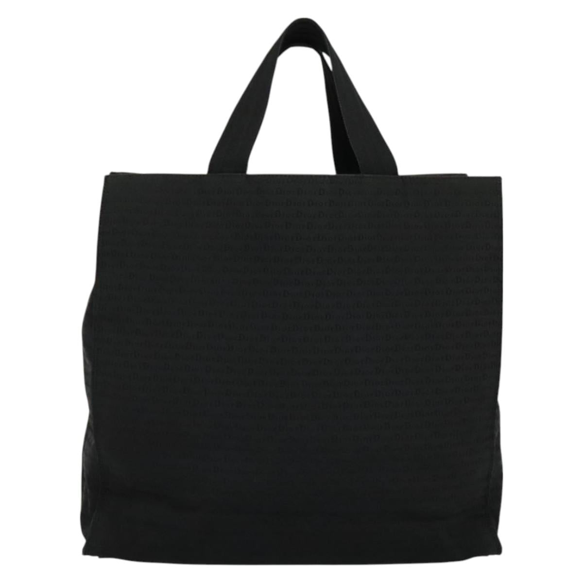 Christian Dior Hand Bag Canvas Black Silver Auth bs27195