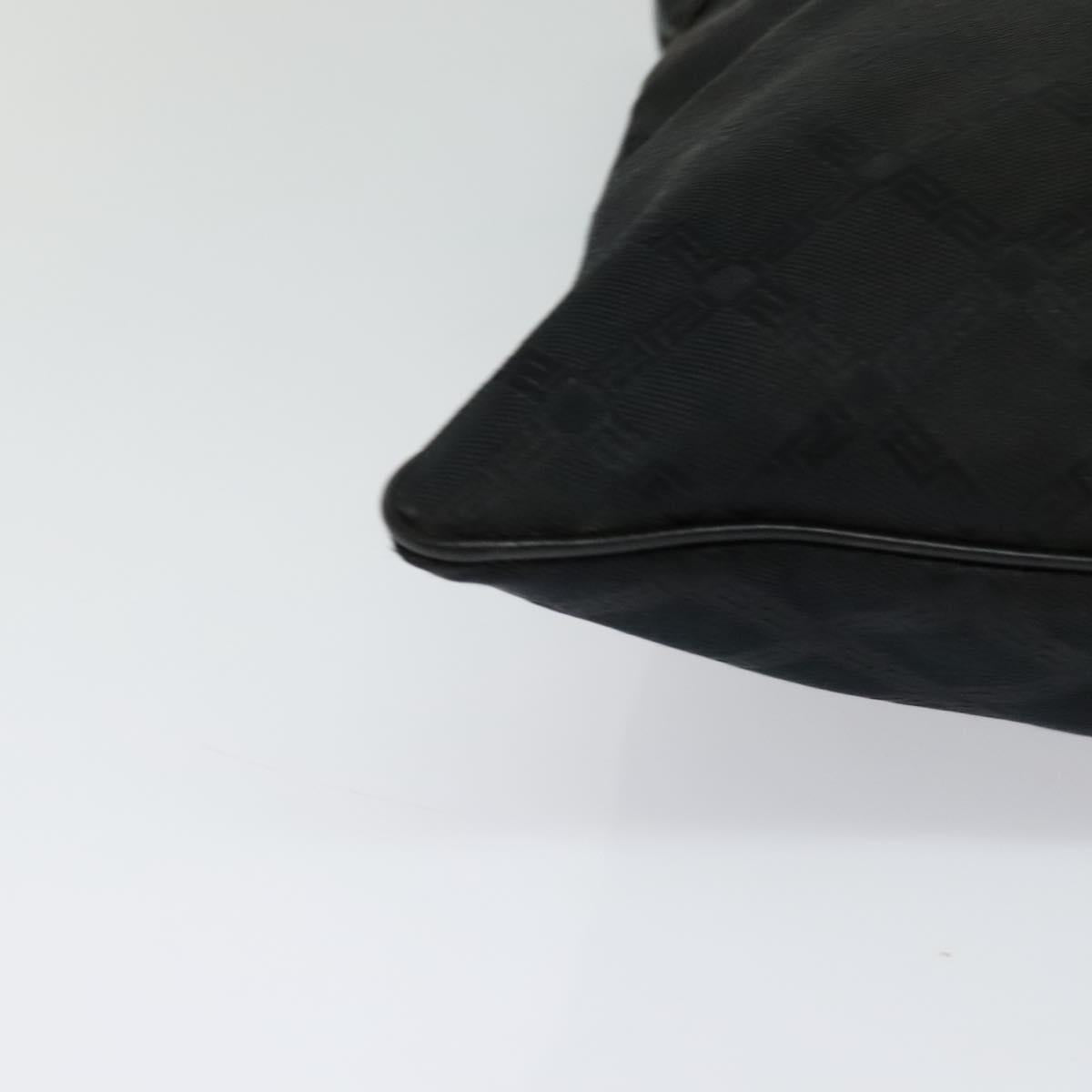 VERSACE Shoulder Bag Canvas Black Silver Auth bs27197