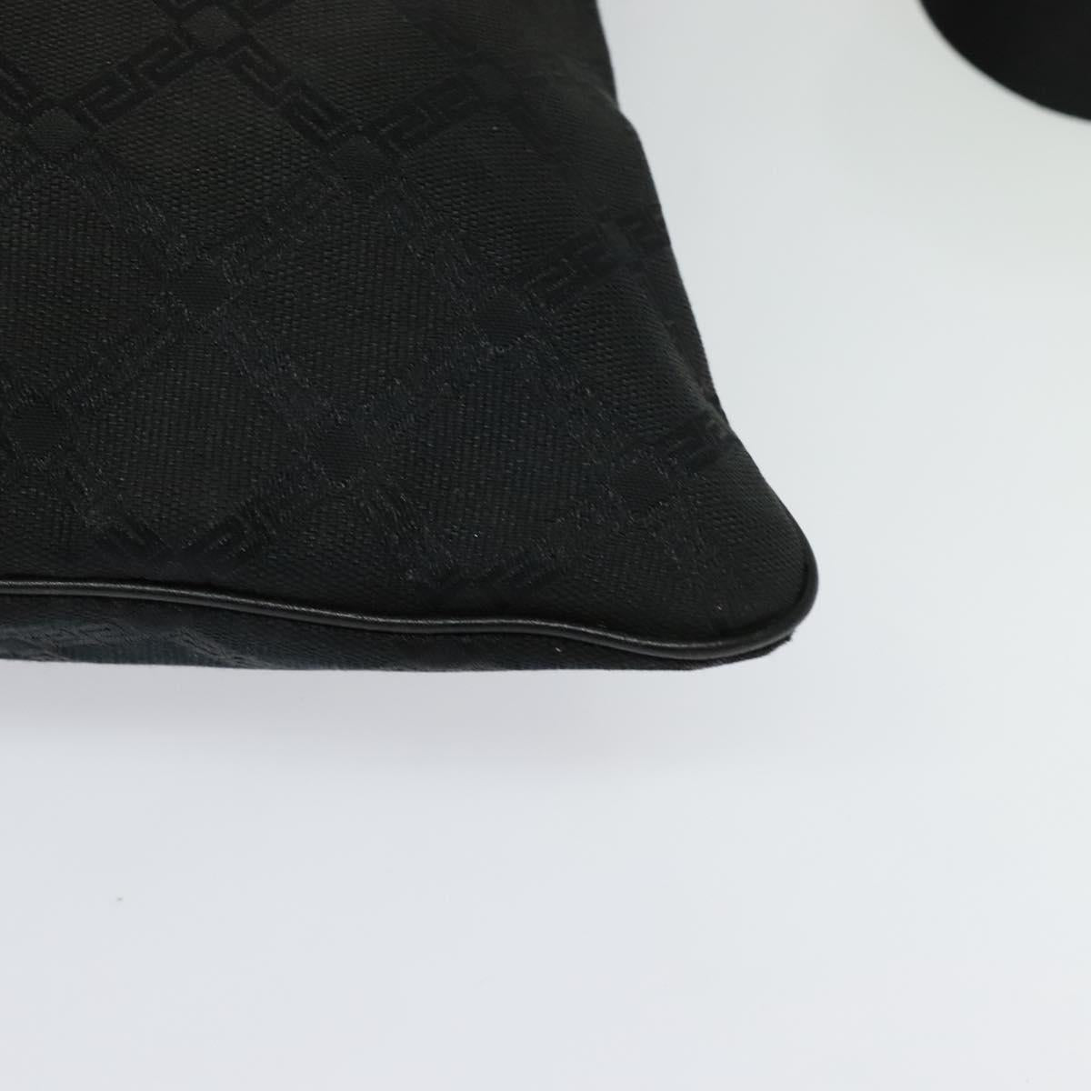 VERSACE Shoulder Bag Canvas Black Silver Auth bs27197
