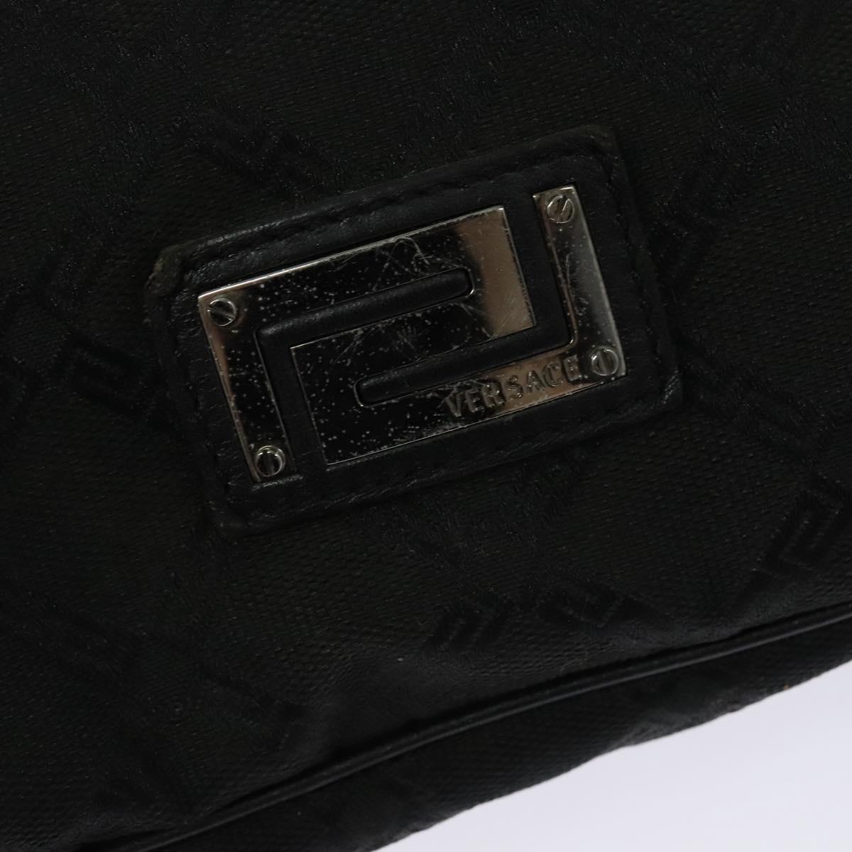 VERSACE Shoulder Bag Canvas Black Silver Auth bs27197