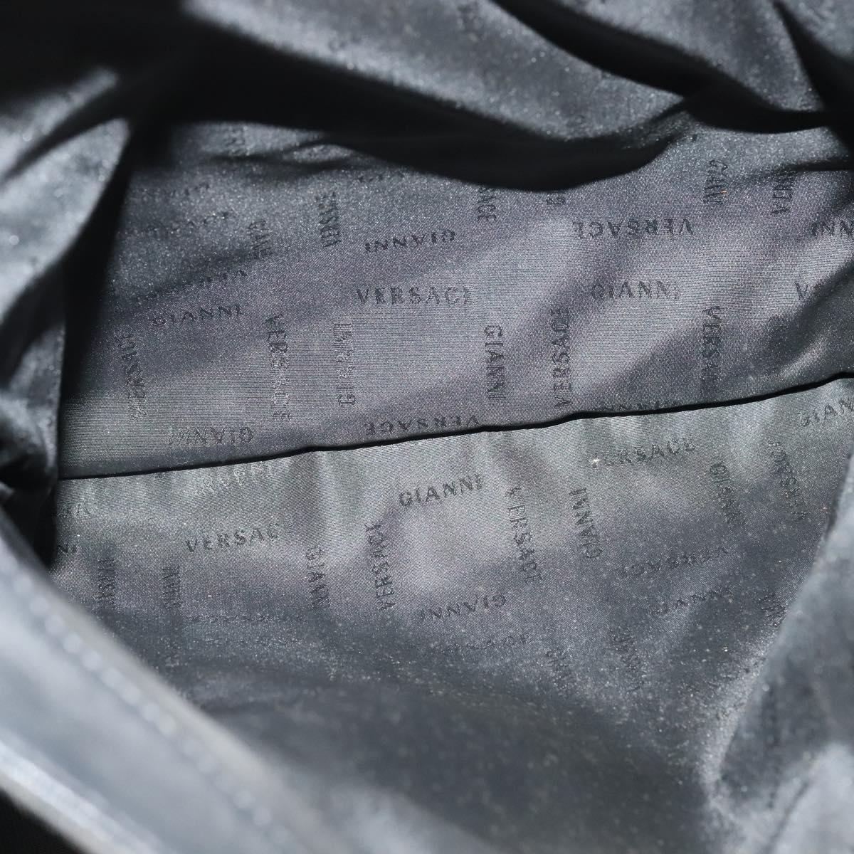 VERSACE Shoulder Bag Canvas Black Silver Auth bs27197