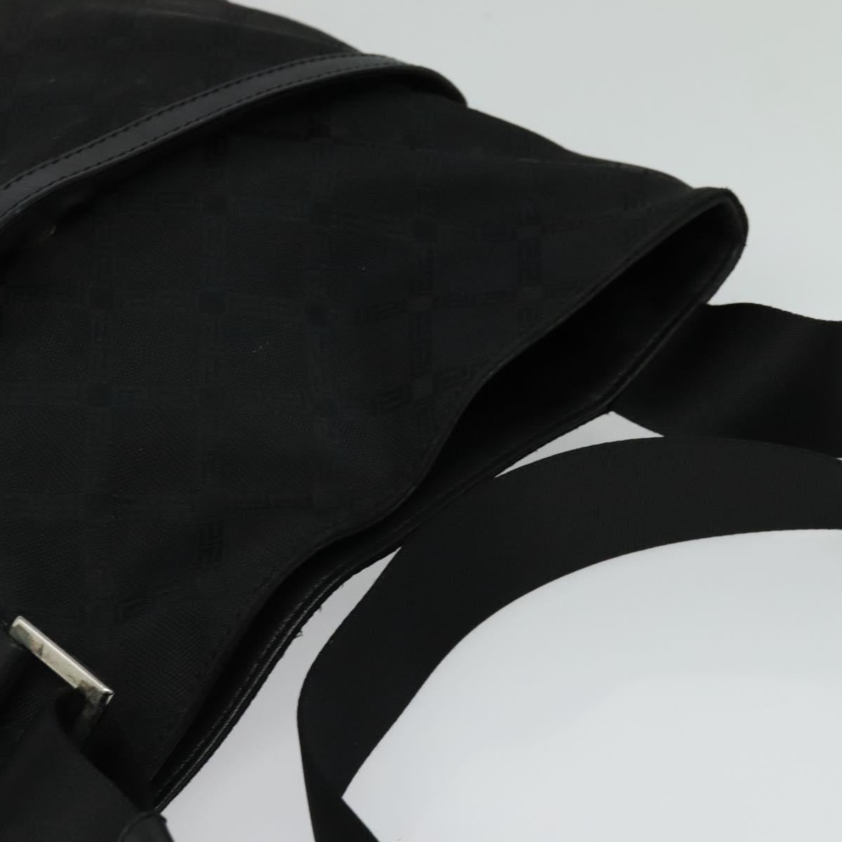 VERSACE Shoulder Bag Canvas Black Silver Auth bs27197