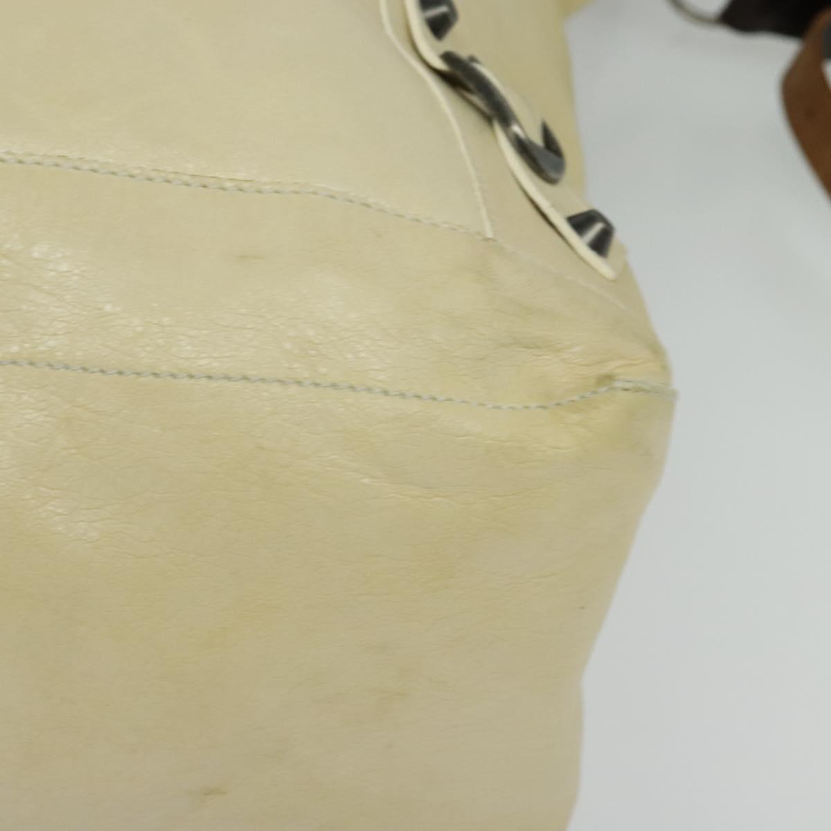 BALENCIAGA The Day Shoulder Bag Leather Beige Auth bs27200