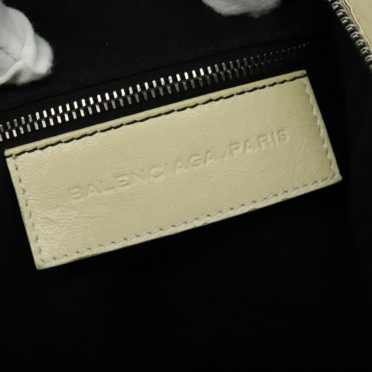 BALENCIAGA The Day Shoulder Bag Leather Beige Auth bs27200