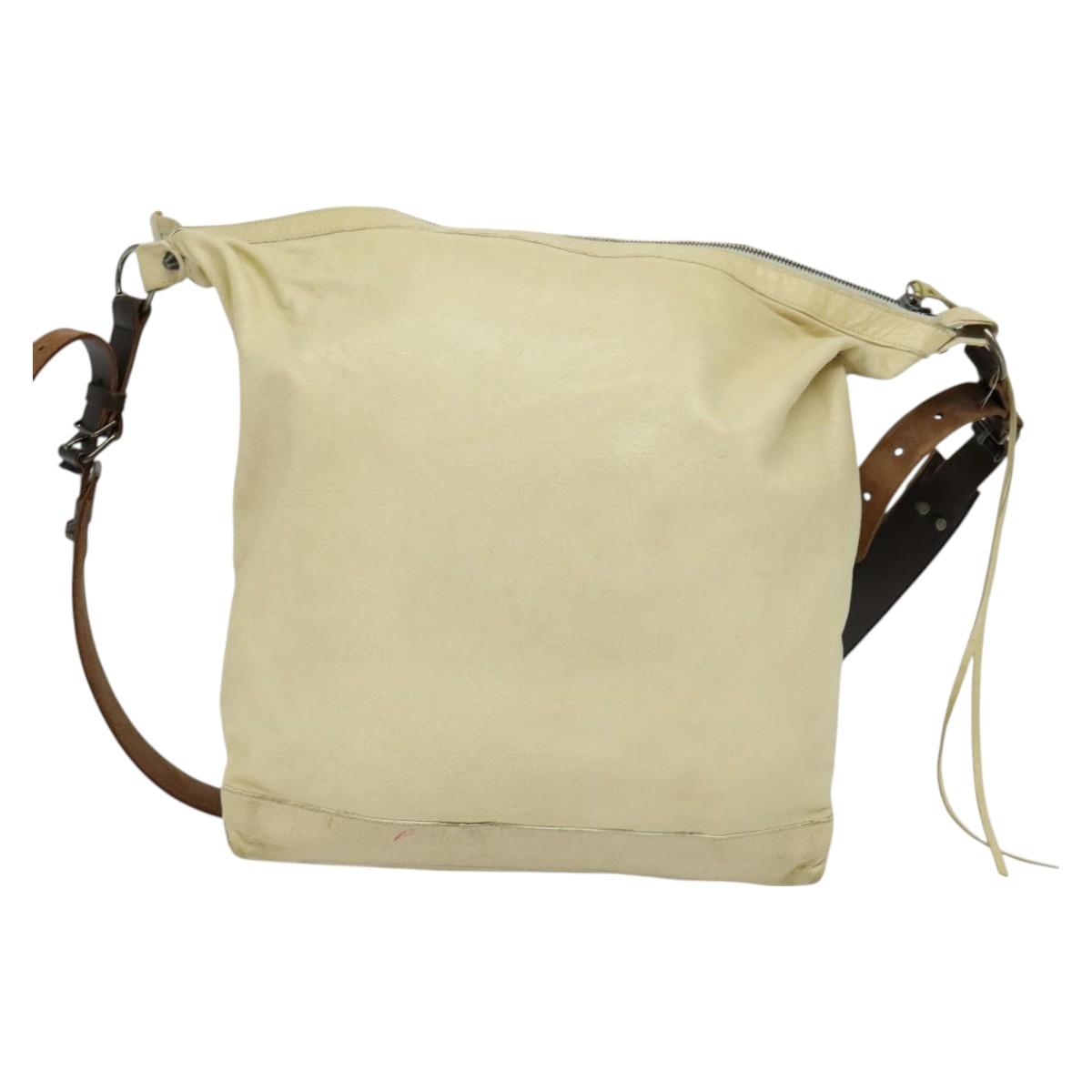 BALENCIAGA The Day Shoulder Bag Leather Beige Auth bs27200