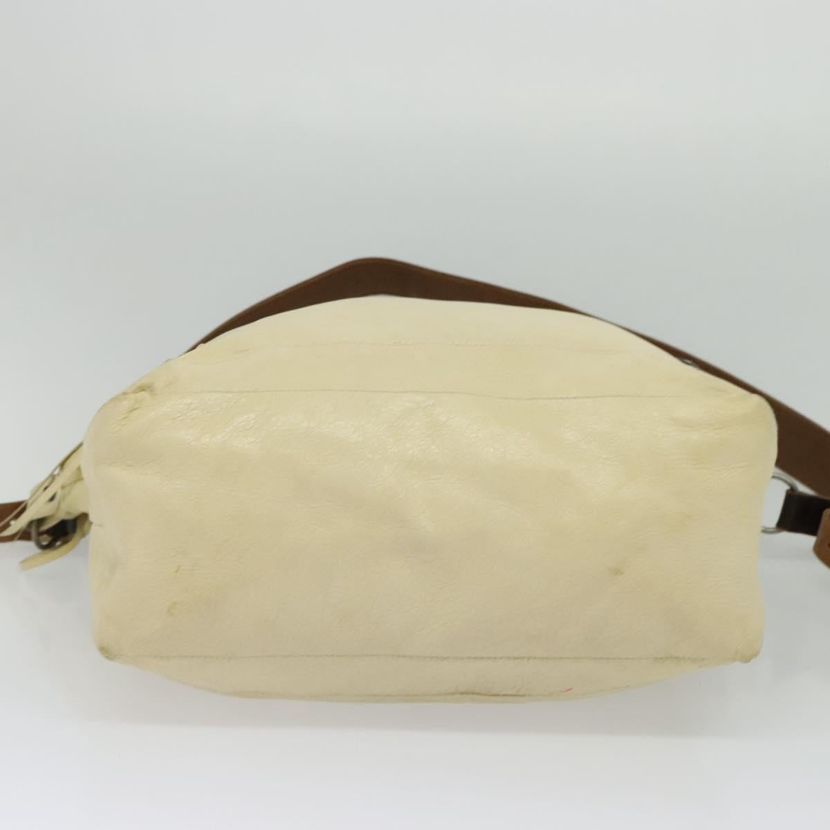 BALENCIAGA The Day Shoulder Bag Leather Beige Auth bs27200
