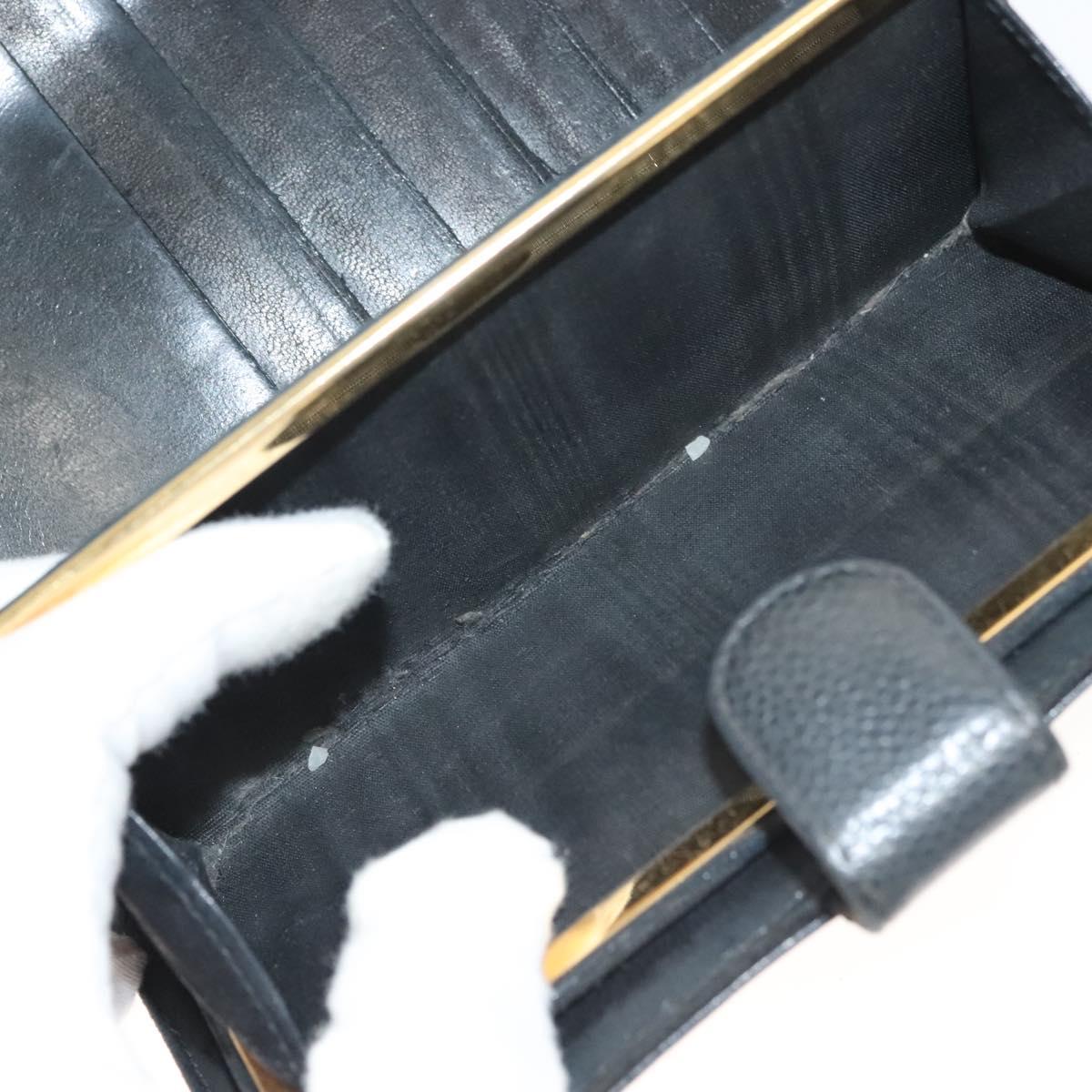 CHANEL Long Wallet Caviar Skin Black Gold CC Auth bs27231
