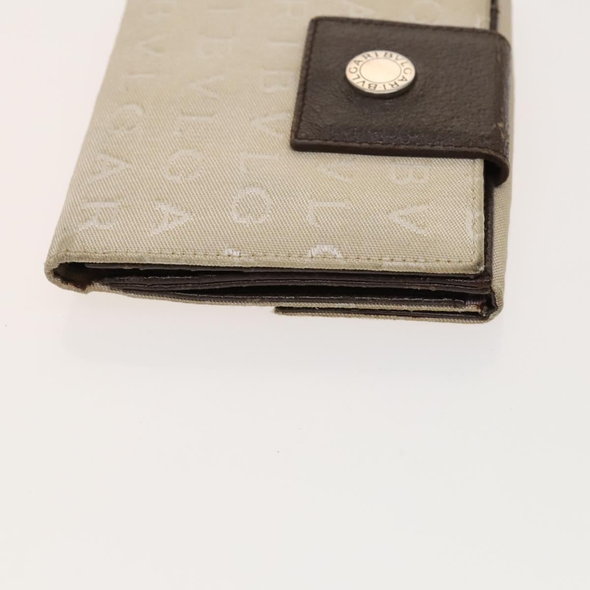 BVLGARI Logo Mania Wallet Canvas Nylon 3Set Beige Brown purple Auth bs27235
