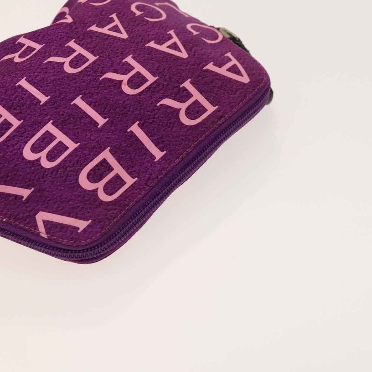 BVLGARI Logo Mania Wallet Canvas Nylon 3Set Beige Brown purple Auth bs27235